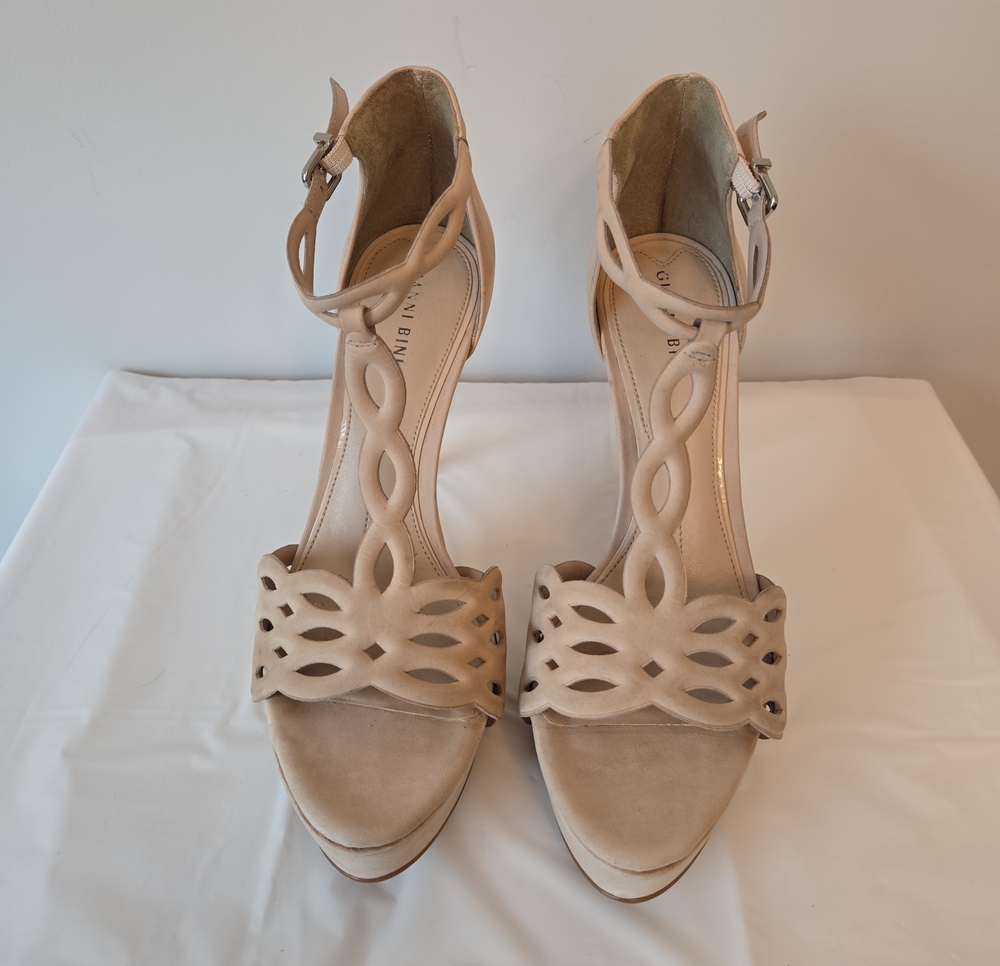 Gianni Bini Nude Cutout Stiletto Sandals – Size 9.5, 5" Heel